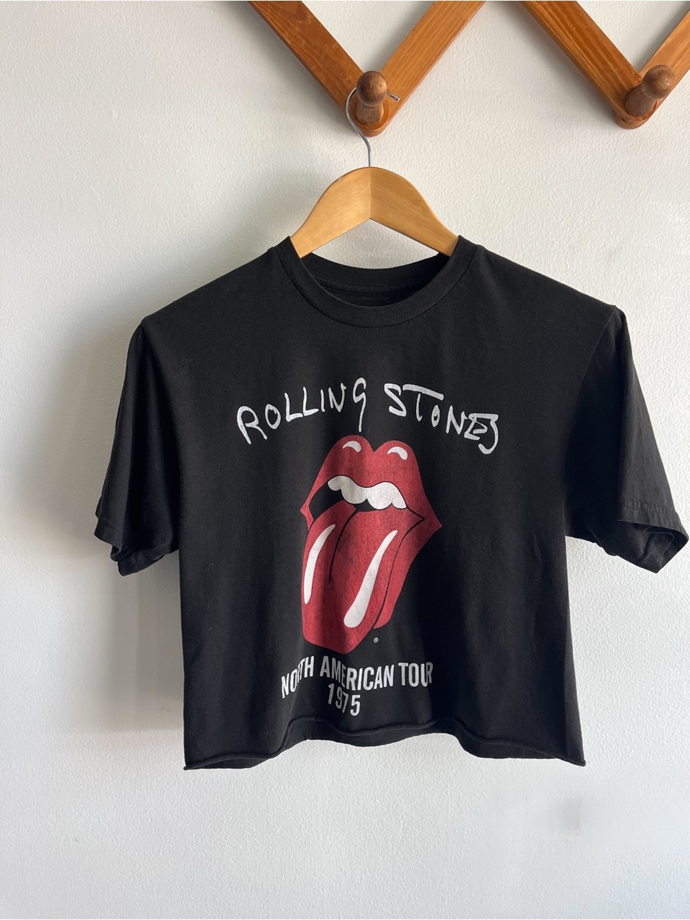 the Rolling Stones Black Tee with Red Tongue Graphic